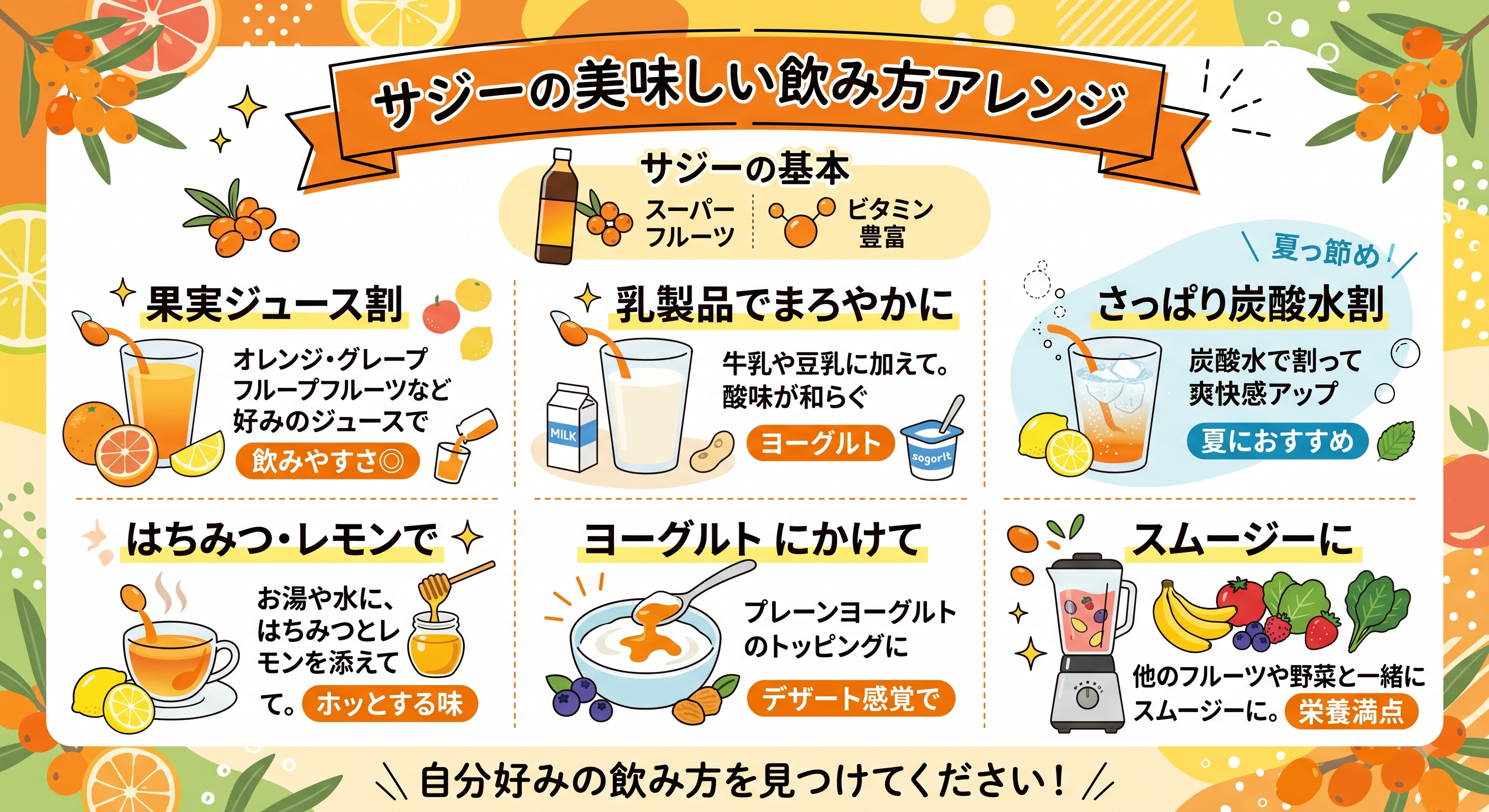 サジーの美味しい飲み方アレンジ